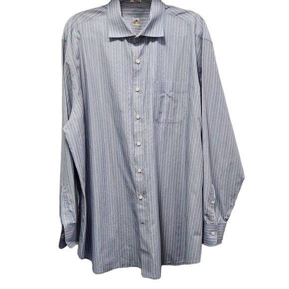 Peter Millar Men's Button-Down Blue-Multi-Colored Striped Long-Sleeve Shirt XXL - Picture 1 of 7